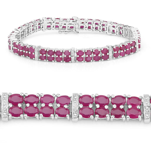 Bids.com 17.65 Carat Glass Filled Ruby and White Topaz .925 Sterling Silver Bracelet Bracelets White Smoke size 7.50