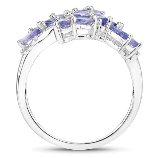 Bids.com 1.73 Carat Genuine Tanzanite and White Zircon .925 Sterling Silver Ring Rings White Smoke size 6.00,size 7.00,size 8.00,size 5.00,size 9.00