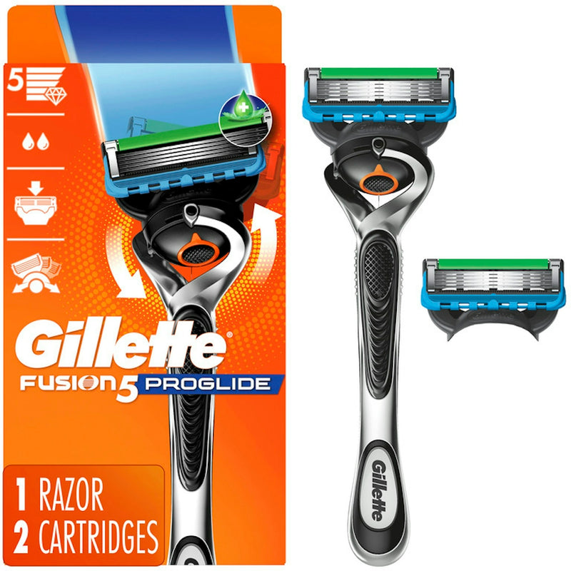 Gillette Gillette Fusion ProGlide Men's Razor Handle + 2 Blade Refills Razor Blades White Smoke