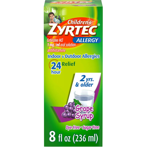 Zyrtec Children's Zyrtec® 24-HR Allergy Relief – Grape Flavor - 8 Oz Health & Beauty Yellow Green