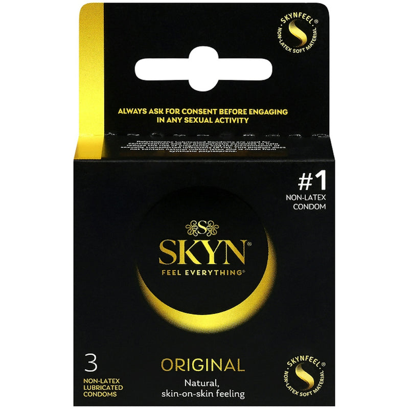 LifeStyles SKYN Original Non-Latex Condoms, natural Feel Polyisoprene - 3 Count Travel Pack Condoms Black