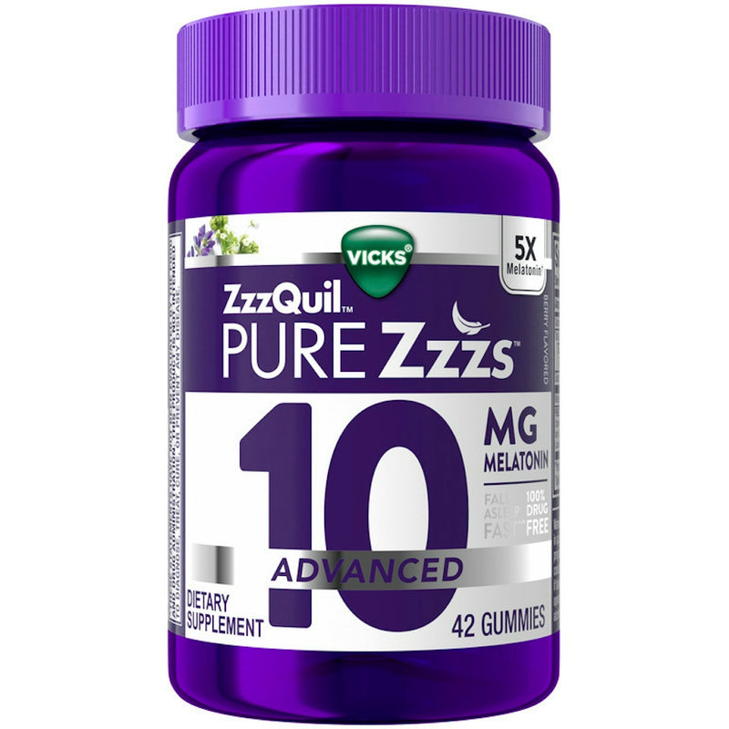 Vicks Vicks ZzzQuil 10 Advanced  Mg Melatonin 42 Gummies Health & Beauty White Smoke
