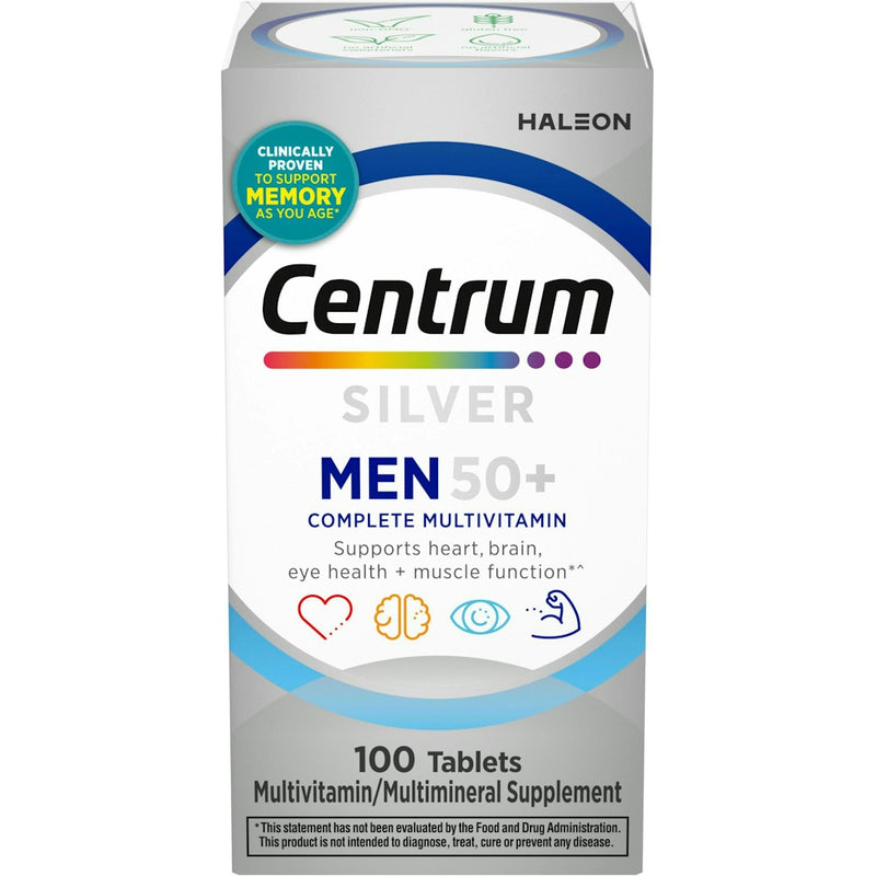 Centrum Centrum Silver Men 50+ Multivitamin Tablets, 100ct – Daily Nutritional Support for Men Over 50 Vitamins & Supplements White Smoke