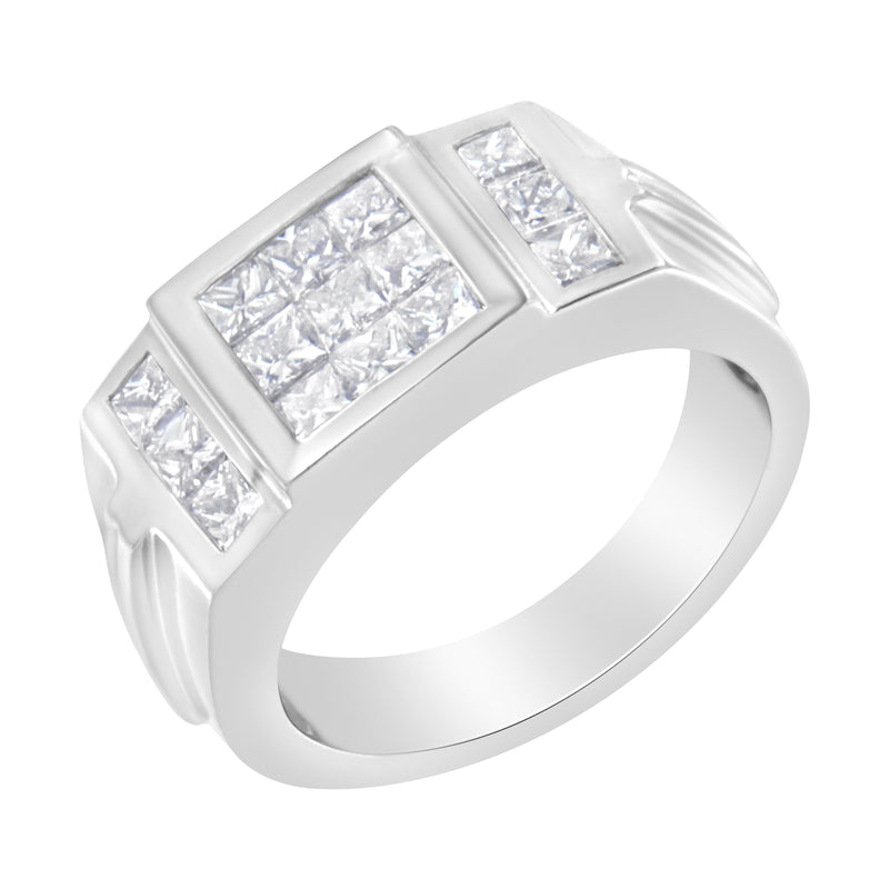 Bids.com Men's 14K White Gold Diamond Cluster Ring (2 cttw, G-H Color, SI1-SI2 Clarity) Rings White Smoke 10 / White.Gold