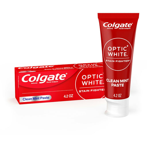 Colgate Colgate Optic White Stain Fighter Anticavity Fluoride Toothpaste, Clean Mint Paste, 4.2 Ounces Toothpaste White Smoke