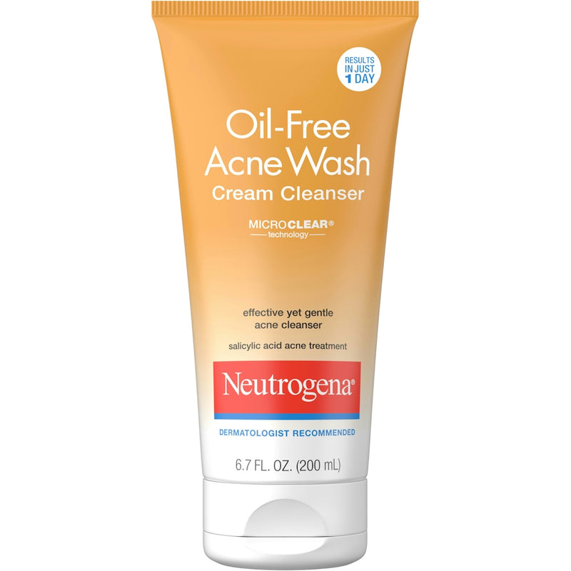 Neutrogena Neutrogena Oil-Free Acne Face Wash Cream Cleanser With Salicylic Acid, Non-Comedogenic Acne-Prone Skin Cleanser, 6.7 Fl. Oz Skin Care White Smoke