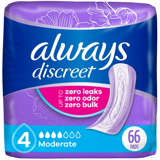 Always Discreet Always Discreet Adult Incontinence Pads For Women Moderate Absorbency Regular Length Personal Care Midnight Blue