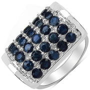 Bids.com 3.51 Carat Genuine Blue Sapphire & White Diamond .925 Sterling Silver Ring Rings White Smoke size 8.00,size 6.00,size 7.00,size 9.00