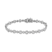 Bids.com 10K White Gold 4.0 cttw Brilliant Round-cut and Baguette Diamond Floral Cluster Link Bracelet (I-J Clarity, I1-I2 Color) - Size 7" Bracelets White Smoke White.Gold / 7
