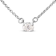 Bids.com 14K White Gold 1/4 Cttw Lab Grown Oval Solitaire Diamond East West 18" Pendant Necklace (G-H Color, VS2-SI1 Clarity) Necklaces White Smoke White.Gold / 18
