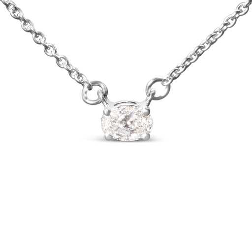 Bids.com 14K White Gold 1/4 Cttw Lab Grown Oval Solitaire Diamond East West 18" Pendant Necklace (G-H Color, VS2-SI1 Clarity) Necklaces White Smoke White.Gold / 18