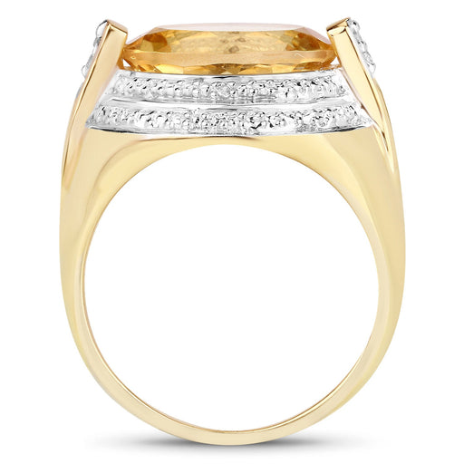 Bids.com 4.56 Carat Genuine Citrine and White Diamond .925 Sterling Silver Ring Rings White Smoke size 7.00,size 8.00,size 9.00,size 10.00,size 5.00,size 6.00