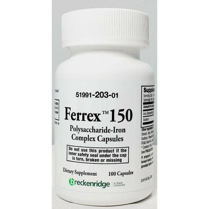 Breckenridge Breckenridge Ferrex 150 – Polysaccharide-Iron Complex (150 mg Elemental Iron) Vitamins & Supplements Lavender