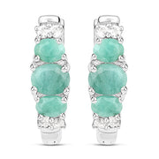 Bids.com 1.30 Carat Genuine Emerald and White Topaz .925 Sterling Silver Earrings Earrings White Smoke