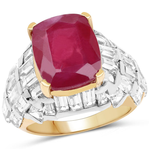 Bids.com 14K Yellow Gold Plated 10.76 Carat Glass Filled Ruby and White Topaz .925 Sterling Silver Ring Rings White Smoke size 6.00,size 7.00,size 8.00,size 9.00