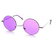 zeroUV Retro Hippie Metal Lennon Round Color Lens Sunglasses 8594 Sunglasses White Smoke Silver Purple,Silver Blue,Silver Red,Silver Pink,Gunmetal Smoke,Black Smoke,Gold Brown