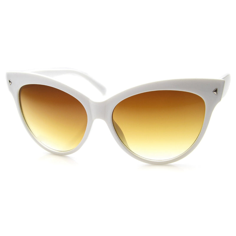 zeroUV High Pointed Tip Inset Frame Oversize Cat Eye Sunglasses 8462 Sunglasses White Smoke Shiny Black,Tortoise,Creme,Red,Yellow Tortoise,Grey Tortoise,Crazy Tortoise,Brown,Gold Tortoise,Green,Matte Black,Purple Stripe,White Amber,Blue / Lavender,Pink / Amber