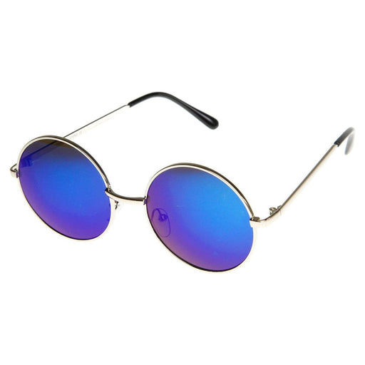 zeroUV Retro Flash Color Mirror Lens Round Metal Sunglasses 9203 Sunglasses White Smoke Silver Ice,Gold Purple,Gold Midnight,Gold Fire,Silver Violet,Gold Ice