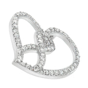 Bids.com 14K White Gold 1.0 Cttw White Diamond Awareness Ribbon & Open Heart 18" Pendant Necklace (H-I Color, I1-I2 Clarity) - White Diamond Ribbon Necklaces White Smoke White.Gold / 18