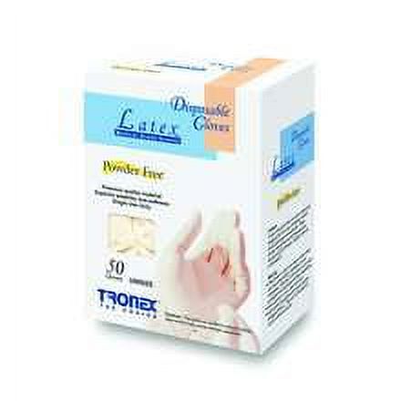 Tronex Tronex Latex Exam Gloves - Powder-Free, Universal One Size, 50 Count Box Disposable Gloves White Smoke