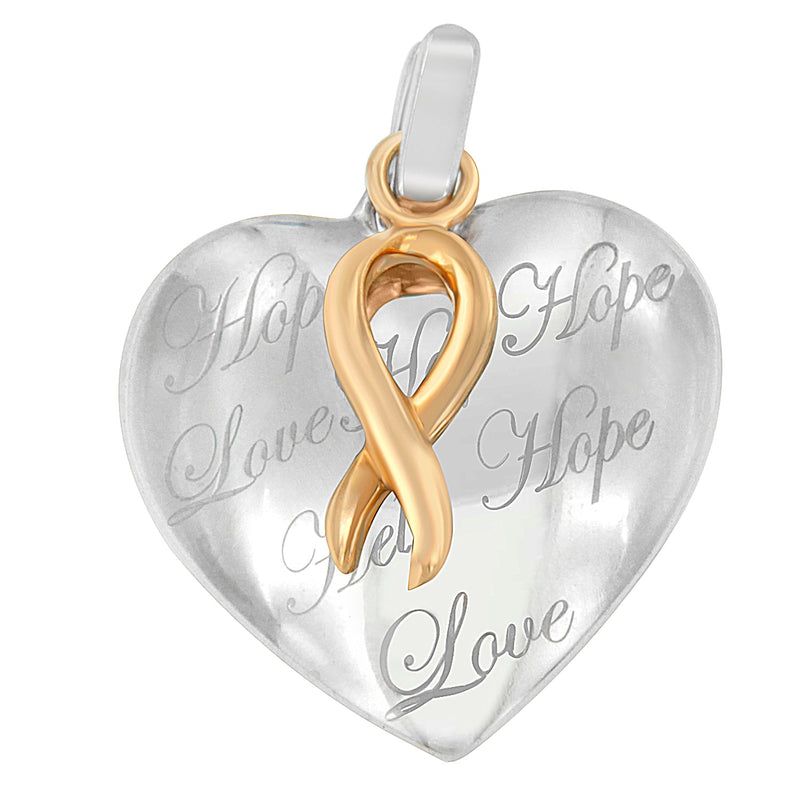 Bids.com 10K Yellow Gold Over Silver Heart Pendant Necklace Necklaces White Smoke YellowWhite.Gold / 18
