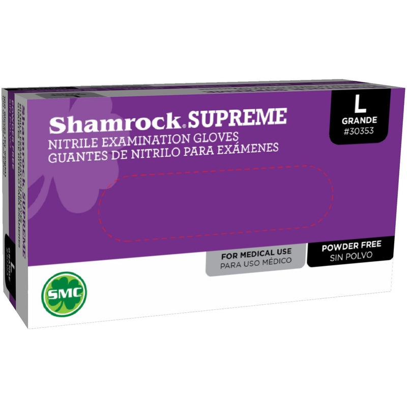 Shamrock Shamrock Blue Nitrile Examination Gloves, Powder Free, Large Medical White Smoke