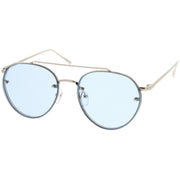 zeroUV Retro Modern Rimless Flat Color Lens Aviator Sunglasses A826 Sunglasses White Smoke Silver Yellow,Silver Blue,Silver Red,Gold Pink,Gold Purple