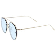 zeroUV Retro Modern Rimless Flat Color Lens Aviator Sunglasses A826 Sunglasses White Smoke Silver Yellow,Silver Blue,Silver Red,Gold Pink,Gold Purple