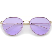 zeroUV Retro Modern Rimless Flat Color Lens Aviator Sunglasses A826 Sunglasses White Smoke Gold Purple