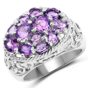 Bids.com 2.64 Carat Genuine Amethyst .925 Sterling Silver Ring Rings White Smoke size 6.50,size 6.00,size 7.00,size 8.00,size 9.00