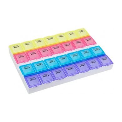 Ezy Dose Ezy Dose Monthly Pill Planner (28-Day) Daily Compartments To Store Medication (Large) Health Care White Smoke