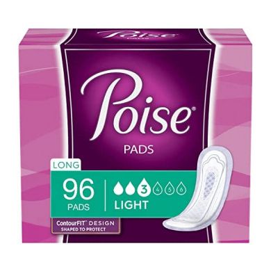 Poise Poise Incontinence Pads For Women, Light Absorbency, Long Length, 96 Count (4 Packs Of 24) (Packaging May Vary) Health Care Midnight Blue