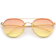 zeroUV Retro Modern Gradient Flat Lens Aviator Sunglasses A824 White Smoke Matte Gold Orange Yellow