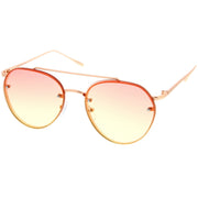 zeroUV Retro Modern Gradient Flat Lens Aviator Sunglasses A824 White Smoke Matte Gold Orange Yellow,Matte Gold Pink Purple,Matte Gold Smoke Gradient,Shiny Silver Blue Yellow,Shiny Silver Purple Pink