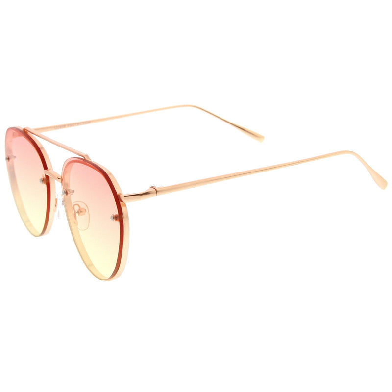 zeroUV Retro Modern Gradient Flat Lens Aviator Sunglasses A824 White Smoke Matte Gold Orange Yellow,Matte Gold Pink Purple,Matte Gold Smoke Gradient,Shiny Silver Blue Yellow,Shiny Silver Purple Pink