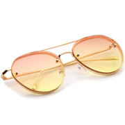 zeroUV Retro Modern Gradient Flat Lens Aviator Sunglasses A824 White Smoke Matte Gold Orange Yellow,Matte Gold Pink Purple,Matte Gold Smoke Gradient,Shiny Silver Blue Yellow,Shiny Silver Purple Pink