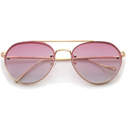 zeroUV Retro Modern Gradient Flat Lens Aviator Sunglasses A824 White Smoke Matte Gold Pink Purple