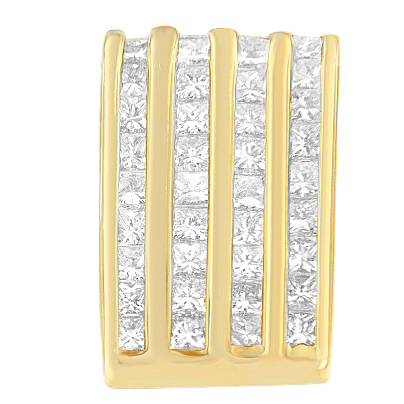 Bids.com 14K Yellow Gold 2 1/3 cttw Princess Cut Diamond Block Pendant Necklace (H-I, SI1-SI2) Necklaces Pale Goldenrod Yellow.Gold / 18