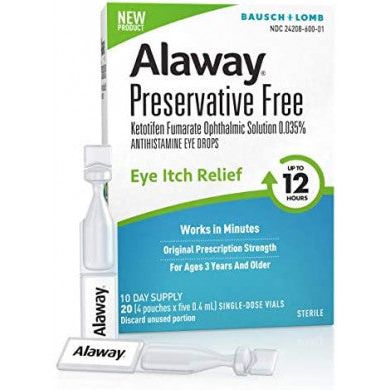 Alaway Alaway Preservative Free Itch Relief Eye Drops - 20 Vials Eye Drops & Lubricants White Smoke