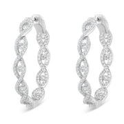 Bids.com 10K White Gold Diamond Hoop Earrings (1 1/2 cttw, H-I Color, I1-I2 Clarity) Earrings White Smoke White.Gold / 1.51