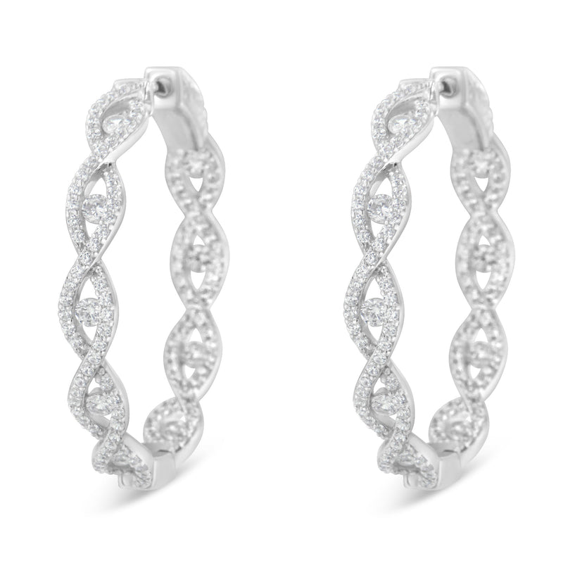 Bids.com 10K White Gold Diamond Hoop Earrings (1 1/2 cttw, H-I Color, I1-I2 Clarity) Earrings White Smoke White.Gold / 1.51