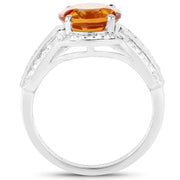 Bids.com 2.81 Carat Genuine Citrine and White Topaz .925 Sterling Silver Ring Rings White Smoke size 7.00,size 8.00,size 6.00,size 9.00,size 5.00