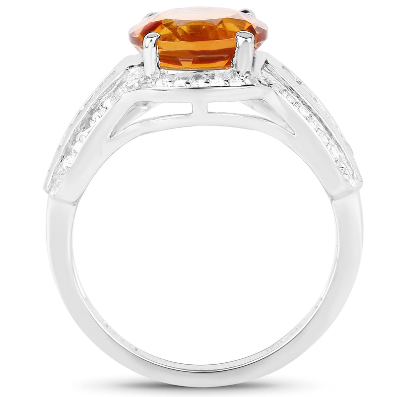 Bids.com 2.81 Carat Genuine Citrine and White Topaz .925 Sterling Silver Ring Rings White Smoke size 7.00,size 8.00,size 6.00,size 9.00,size 5.00