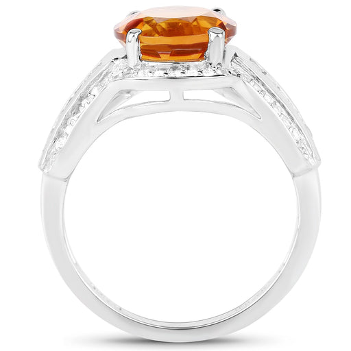 Bids.com 2.81 Carat Genuine Citrine and White Topaz .925 Sterling Silver Ring Rings White Smoke size 7.00,size 8.00,size 6.00,size 9.00,size 5.00