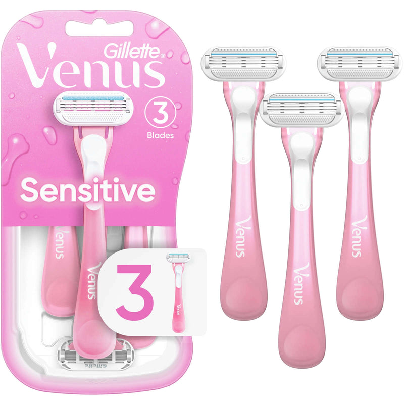 Gillette Gillette Venus Sensitive Women's Disposable Razor 3 ct Razor Blades White Smoke
