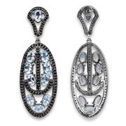Bids.com 13.80 Carat Genuine Blue Topaz and Black Spinel .925 Sterling Silver Earrings Earrings White Smoke
