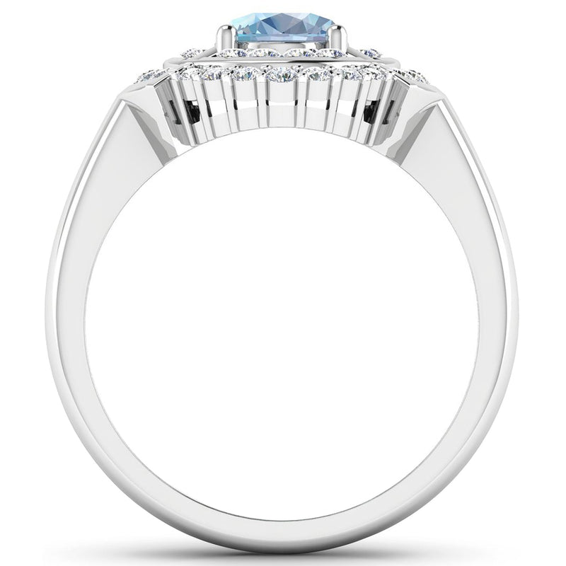 Bids.com 1.57 Carat Genuine Aquamarine and White Diamond 14K White Gold Ring Rings White Smoke size 6.00,size 7.00,size 8.00,size 9.00