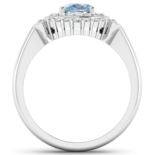 Bids.com 1.57 Carat Genuine Aquamarine and White Diamond 14K White Gold Ring Rings White Smoke size 6.00,size 7.00,size 8.00,size 9.00