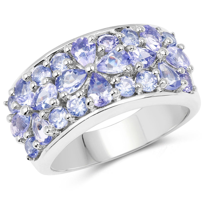 Bids.com 2.52 Carat Genuine Tanzanite .925 Sterling Silver Ring Rings White Smoke size 6.00,size 7.00,size 8.00,size 9.00