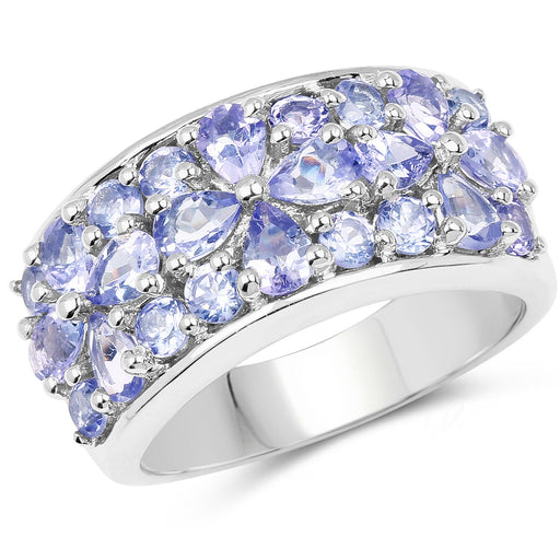 Bids.com 2.52 Carat Genuine Tanzanite .925 Sterling Silver Ring Rings White Smoke size 6.00,size 7.00,size 8.00,size 9.00